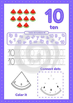 Educational worksheet for kids with trace color and connect dots