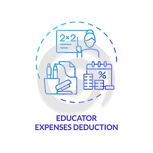 Educator expenses deduction blue gradient concept icon