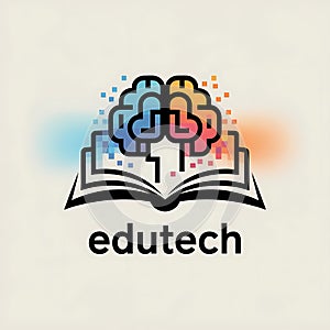 Edutech logo with brain and book symbolizing learning