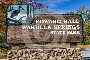 Edward Ball Wakulla Springs State Park entrance sign, Florida photo