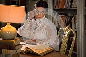 Edwardian teacher at desk