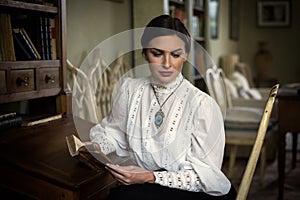 Edwardian woman reading photo