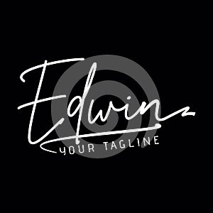 Edwin Beauty vector white color signature name logo