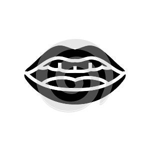 ee letter mouth animate glyph icon vector illustration