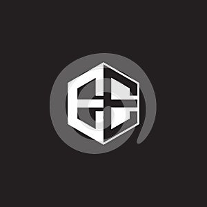 EE Logo monogram hexagon with black background negative space