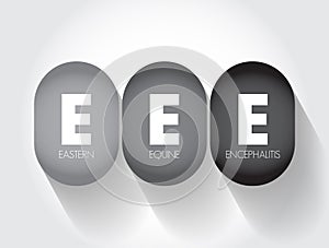 EEE Eastern Equine Encephalitis - rare disease that is caused by a virus spread by infected mosquitoes, acronym text concept