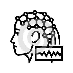 eeg monitoring neuroscience neurology line icon vector illustration