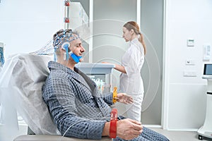 EEG procedure - electroencephalography in a medical center