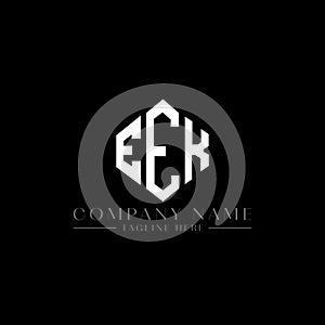 EEK letter logo design with polygon shape. EEK polygon and cube shape logo design. EEK hexagon vector logo template white and