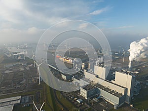 Eemshaven in the north of the Netherlands, one of the large seaports in Holland. industrial port, maritime activities