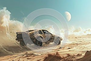 Eerie Apocalyptic car desert. Generate Ai