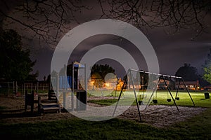 Eerie Children's Playground at Night