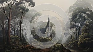 Eerie Church In The Woods: Australian Landscape Painting