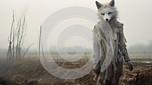 Eerie Depiction Of An Old Wolf In Post-apocalyptic Landscape