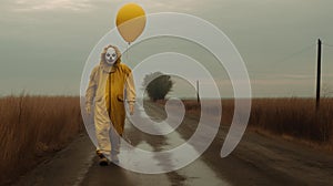 Eerie Encounter: The Haunting Yellow Clown On The Empty Road