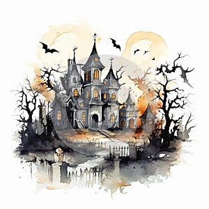 Eerie Halloween graveyard with tombstones and jack-o\'-lanterns