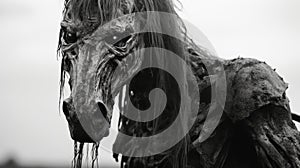 Eerie Horse: A Dark And Twisted Hybrid Creature With An Otherworldly Presence