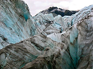 Icy view on Fox Glacier, New Zealand photo
