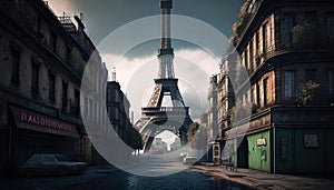 An Eerie Illustration Depicting the Aftermath of a Catastrophic Event that Left Paris in Ruins, Wreckage and Desolation.