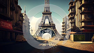 An Eerie Illustration Depicting the Aftermath of a Catastrophic Event that Left Paris in Ruins, Wreckage and Desolation.