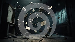 Mysterious Abandoned Room with Floating Objects