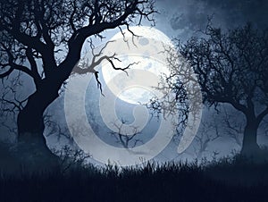 Eerie Moonlight Forest