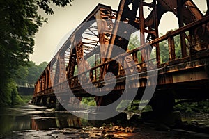 Eerie Rusty old bridge. Generate Ai