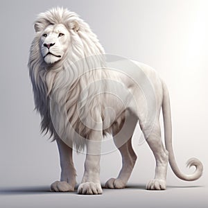 Eerily Realistic 3d Render Of A Proud White Lion In Joel Robison\'s Style