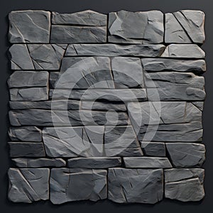 Eerily Realistic 3d Slate Stone Wall With Dark Chiaroscuro Details