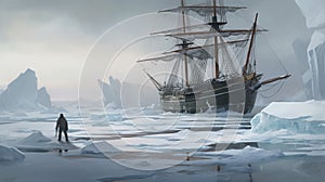 Eerily Realistic Artwork Of A Ship In Wintertime