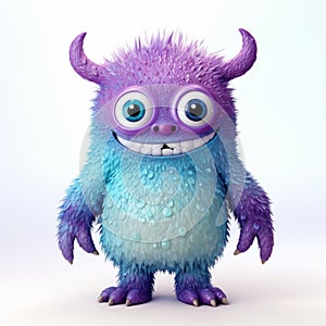 Eerily Realistic 3d Cartoon Monster With Glittery Purple Eyes photo