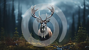 Eerily Realistic Deer Portrait In Dark Forest - Terragen Contest Winner