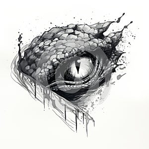 Eerily Realistic Dragon Eye: Modern Ink Illustration