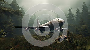 Eerily Realistic Plane Landing In Forest - Photorealistic Yankeecore Environmental Portraiture