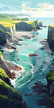 Eerily Realistic River Masterpiece Inspired By Atey Ghailan\'s Carrick-a-rede