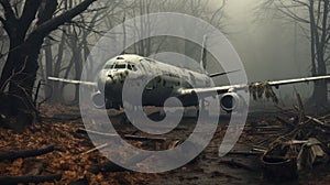 Eerily Realistic Ruins Of Airplane In Forest - Leszek Bujnowski Inspired