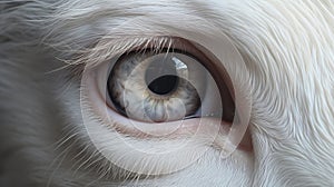 Eerily Realistic White Goat\'s Eye In Vray Tracing Style - Uhd Image