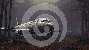 Eerily Realistic Zombiecore Portrait Of Abandoned Passenger Jet By Forest