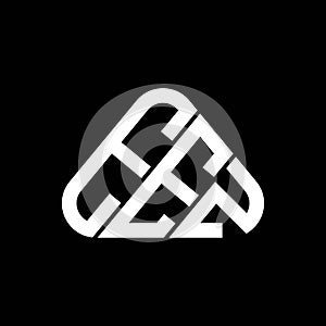 EEZ letter logo creative design with vector graphic, EEZ simple and modern logo in round triangle shape