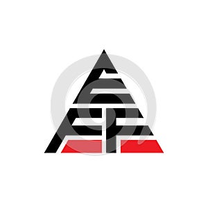 EFF triangle letter logo design with triangle shape. EFF triangle logo design monogram. EFF triangle vector logo template with red