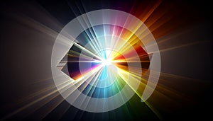 the effect of light passing through a prism, with bright bursts of rainbow-colored light that emanate from the center, Generative