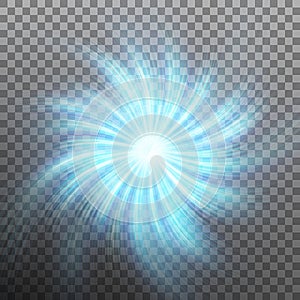 Effect of star with flare light with transparency isolated. EPS 10 vector