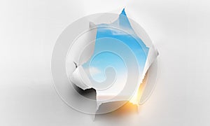 Effect of torn paper hole