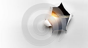 Effect of torn paper hole