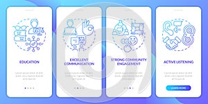 Effective advocate traits blue gradient onboarding mobile app screen