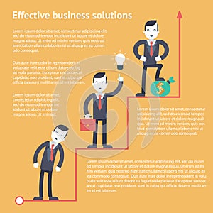 Effective business finance solutions infographic planning Ñoncept icons set modern trendy flat vector illustration