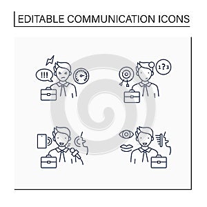 Effective communication line icons set