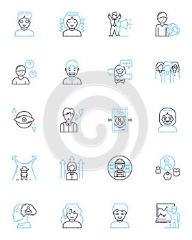 Effective communication linear icons set. Clarity, Listening, Empathy, Expressiveness, Conciseness, Understanding