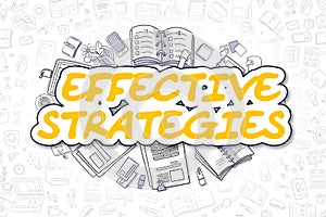 Effective Strategies - Doodle Yellow Text. Business Concept.