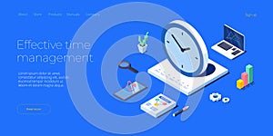 Effective time management isometric vector illustration. Task prioritizing organization for effective  productivity. Job schedule